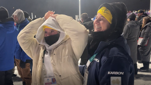 La desconsolada reacción de la hermana de Valentino Guseli tras su caída en la final del 'Big Air'