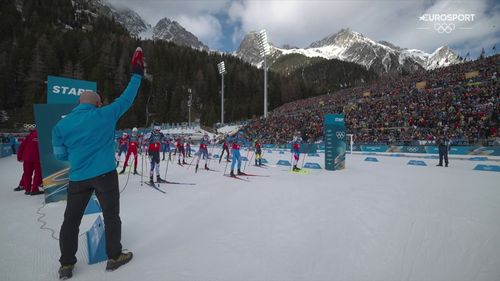 Start sztafety mieszanej 4x6 km w biathlonie na zimowych igrzyskach olimpijskich 2026