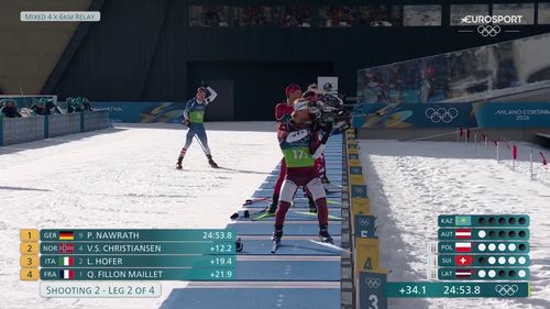 Karna runda Jana Guńki po strzelaniu w pozycji stojącej podczas sztafety mieszanej na ZIO 2026