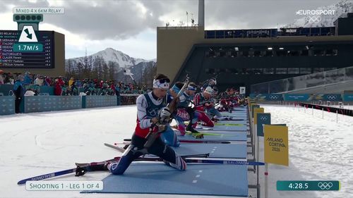 Pierwsze strzelanie podczas sztafety mieszanej w biathlonie na zimowych igrzyskach olimpijskich 2026