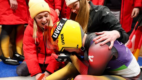 Watch: Tears as 'one of the greatest ever' Taubitz takes luge gold