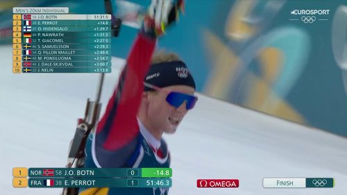 Johan-Olav Botn pakt goud op spannende 20 km biatlon en eert overleden ploeggenoot na finish