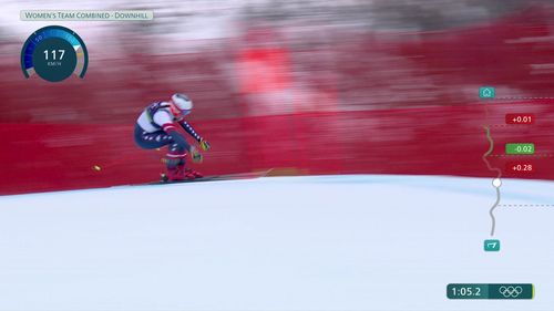 Breezy Johnson zet uitstekende vorm door en klokt snelste tijd op afdaling in de combinatie