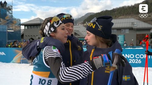 La belle image : dernière à 11 minutes, Martinez Lorenzo attendue sur la ligne par les médaillées