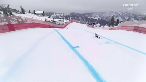 Vrouw in vorm op de Olympische Spelen Breezy Johnson eindigt haar run op de Super G in de netten
