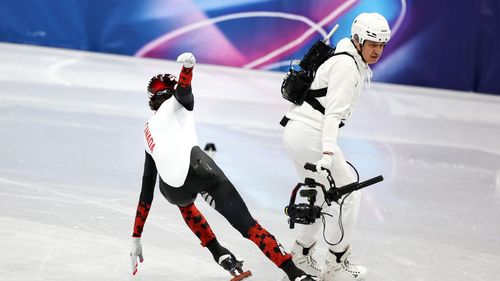 'Oh no!' - Disaster as cameraman felled during chaotic speed skating semi-final