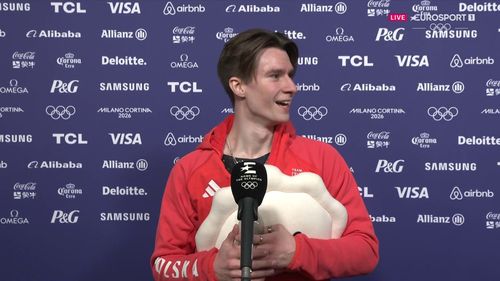 Władimir Samojłow po występie w programie dowolnym solistów w łyżwiarstwie figurowym na ZIO 2026