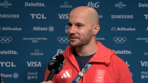 Michalski po biegu na 500 m na igrzyskach olimpijskich Mediolan - Cortina 2026