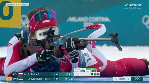Bezbłędne strzelanie Anny Mąki w pozycji leżącej w sprincie kobiet w biathlonie na ZIO 2026