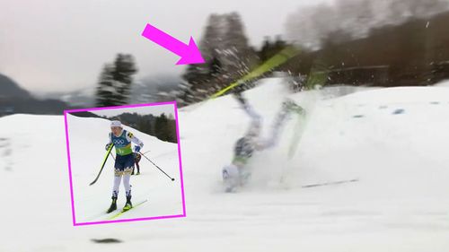 Somersault fall, skiing on one leg - Watch crazy cross-country chaos