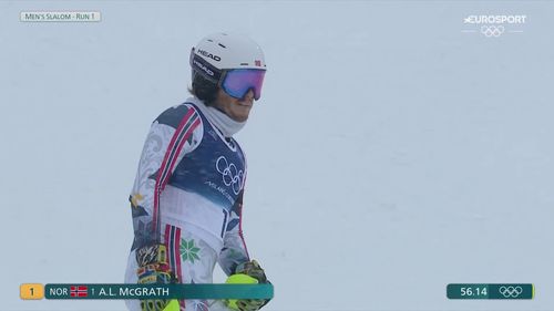 McGrath sfrutta il pettorale 1 ed è leader: la sua prima manche dello slalom