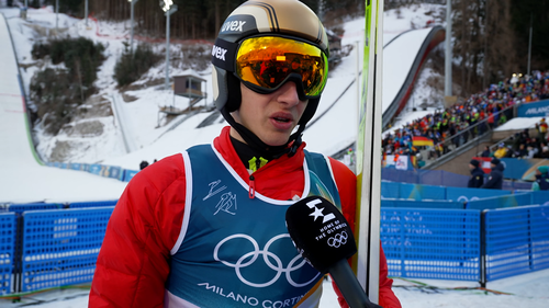 Miłosz Krzempek po skoku w kombinacji norweskiej w stylu Gundersena na skoczni dużej na ZIO 2026