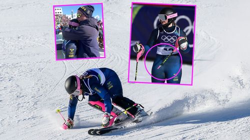 Watch: 'Give her a cuddle' - Heartbreak for skier as pole SNAPS to end slalom dreams