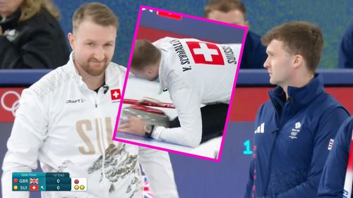Watch as Swiss curler meets mishap against Team GB - 'Don't see that very often!'