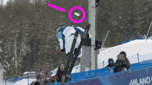 Watch: Bizarre scenes as mystery item flies out of skier's pocket during halfpipe