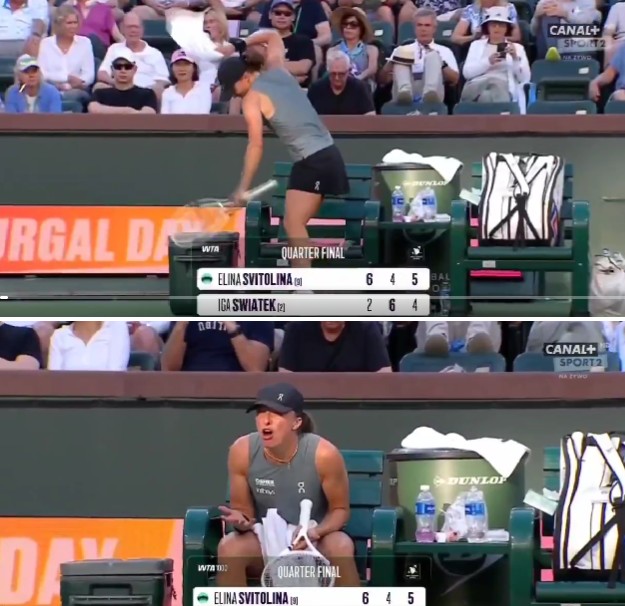 Iga Swiatek, un car de nervi după ce Svitolina a reuşit breakul, la 4-4 în decisiv
