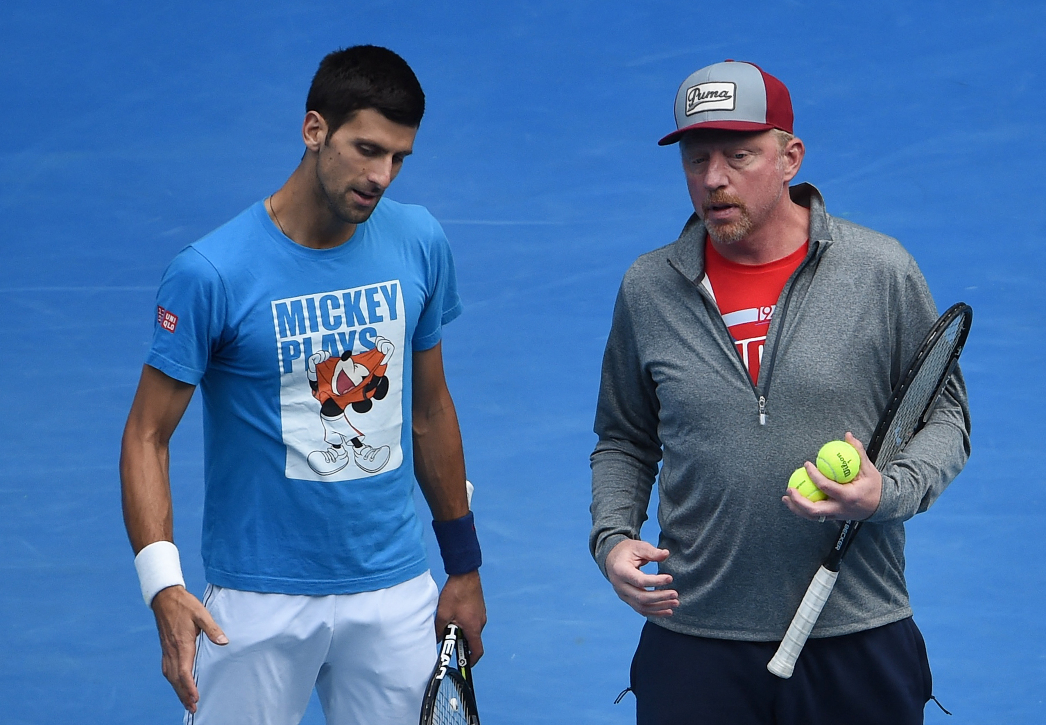 Boris Becker als Trainer von Novak Djokovic im Jahr 2016