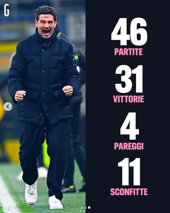 Bilanțul lui Cristi Chivu pe banca lui Inter. Foto: Captură Gazzetta dello Sport.