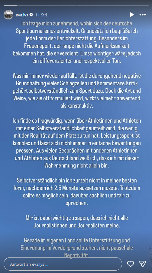 Eva Lys reagiert auf die Berichterstattung in Deutschland