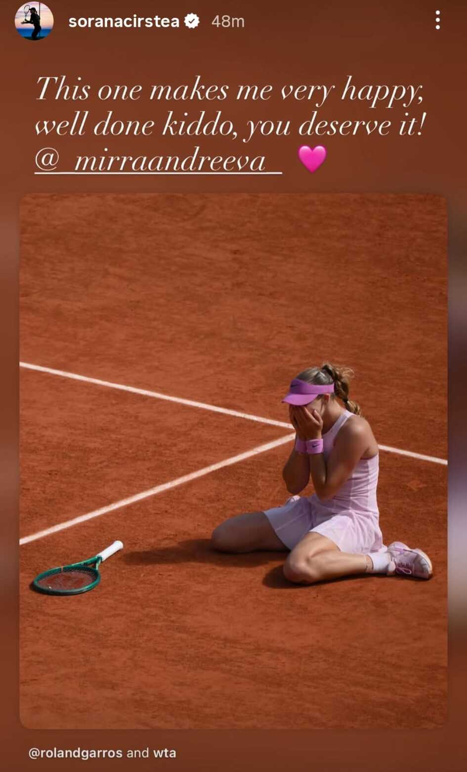Sorana Cîrstea, bucuroasă pentru victoria Mirrei Andreeva de la Roland Garros