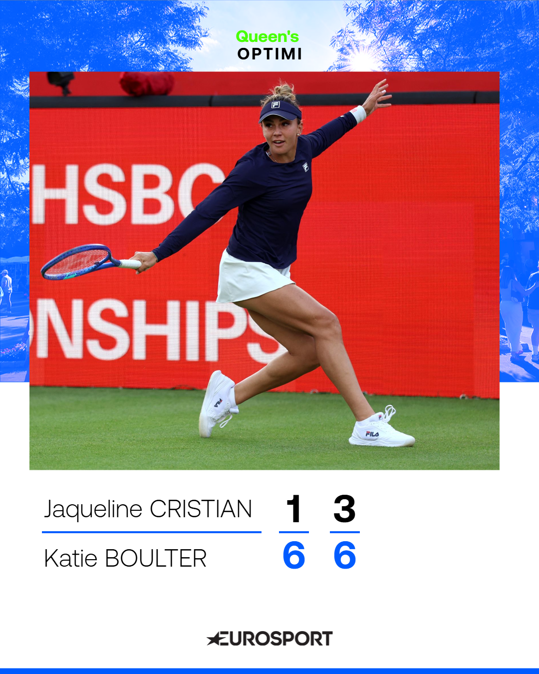 Jaqueline Cristian a fost învinsă de Katie Boulter la Queen's.