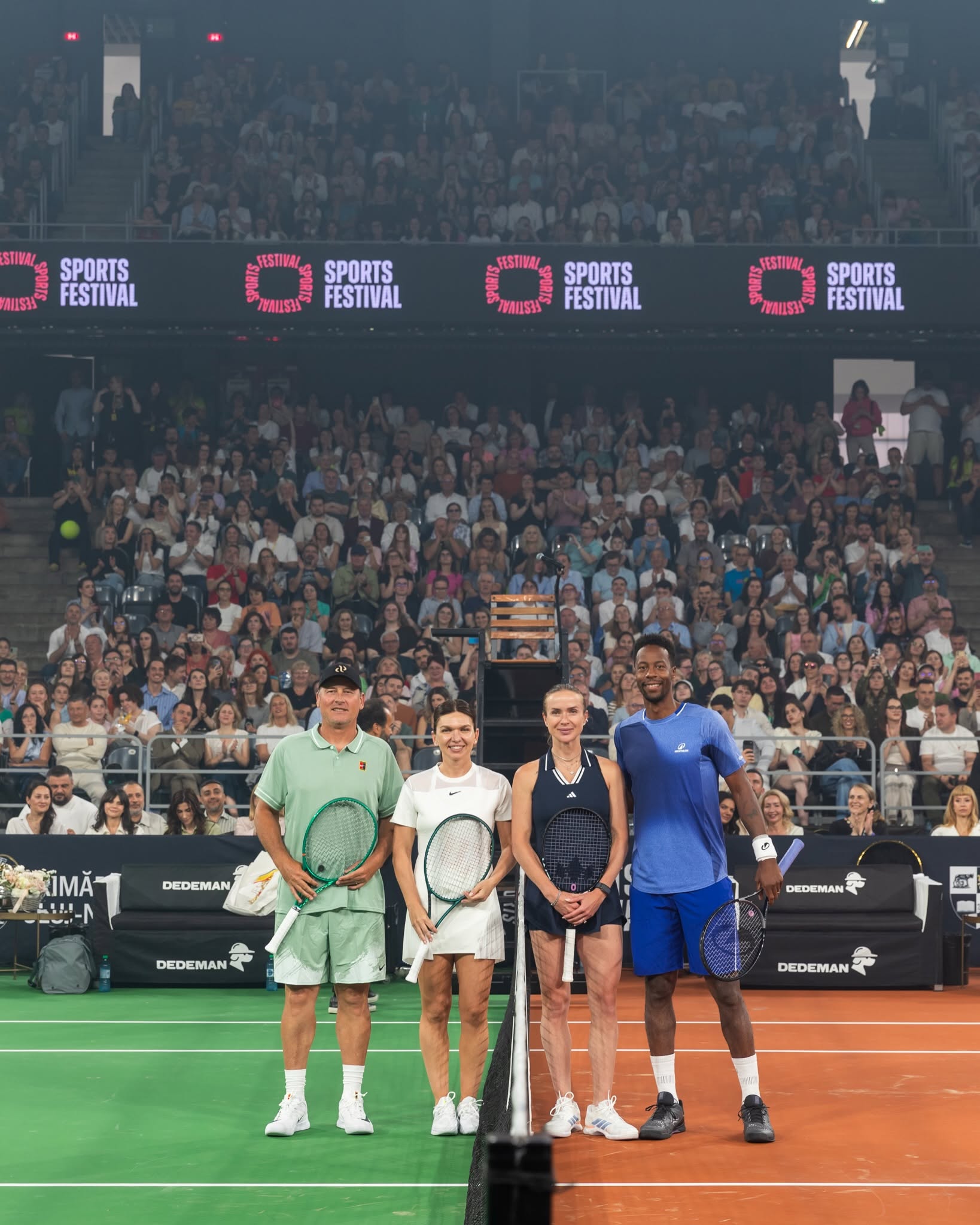 Simona Halep, ANdrei Pavel, Gael Monfils și Elina Svitolina la Cluj. Foto: Facebook Sports Festival.