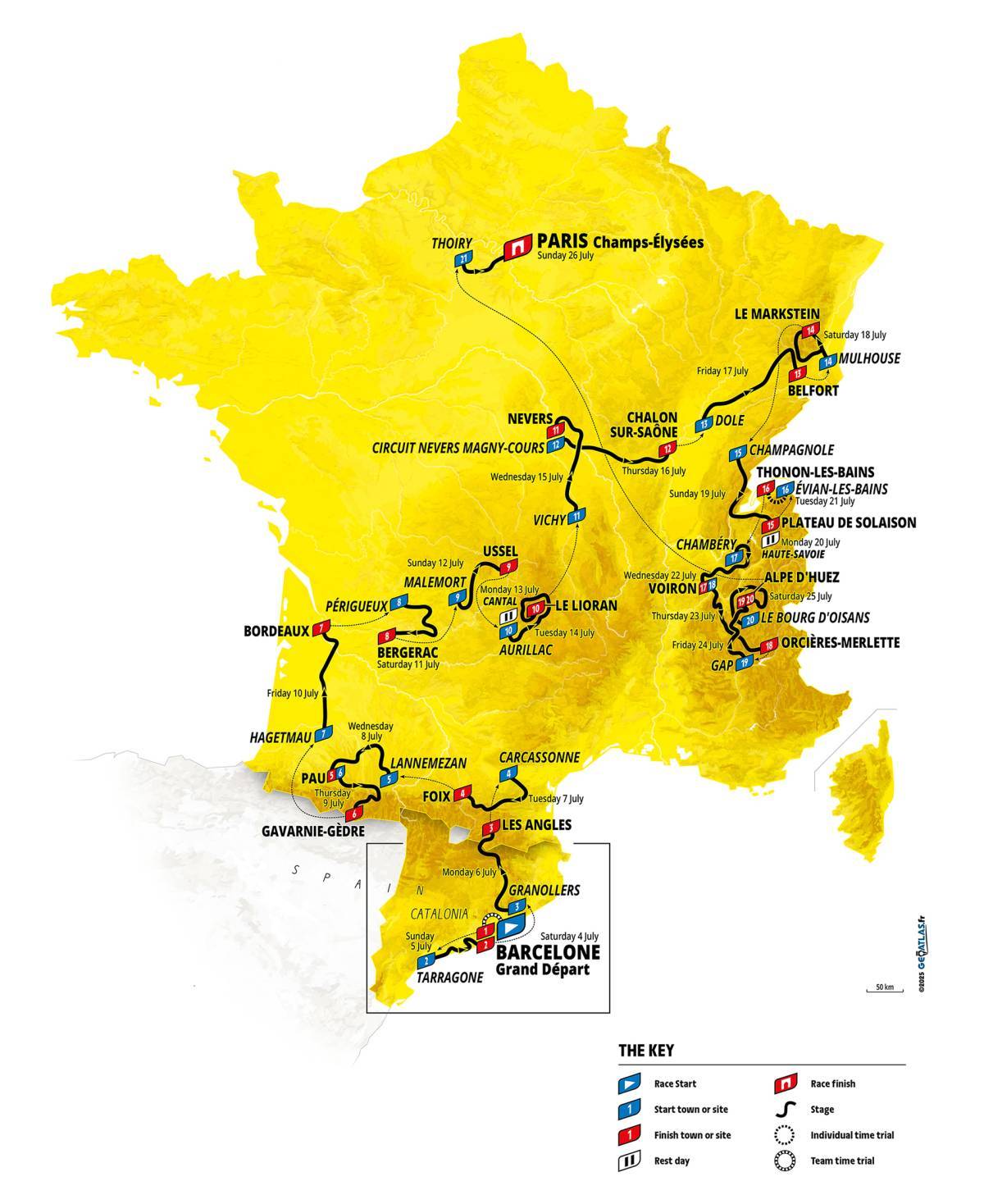 Tour de France 2026 route map