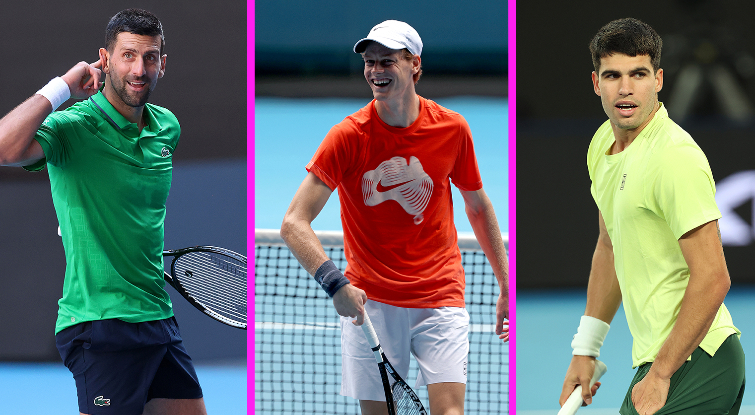 Novak Djokovic, Jannik Sinner, Carlos Alcaraz