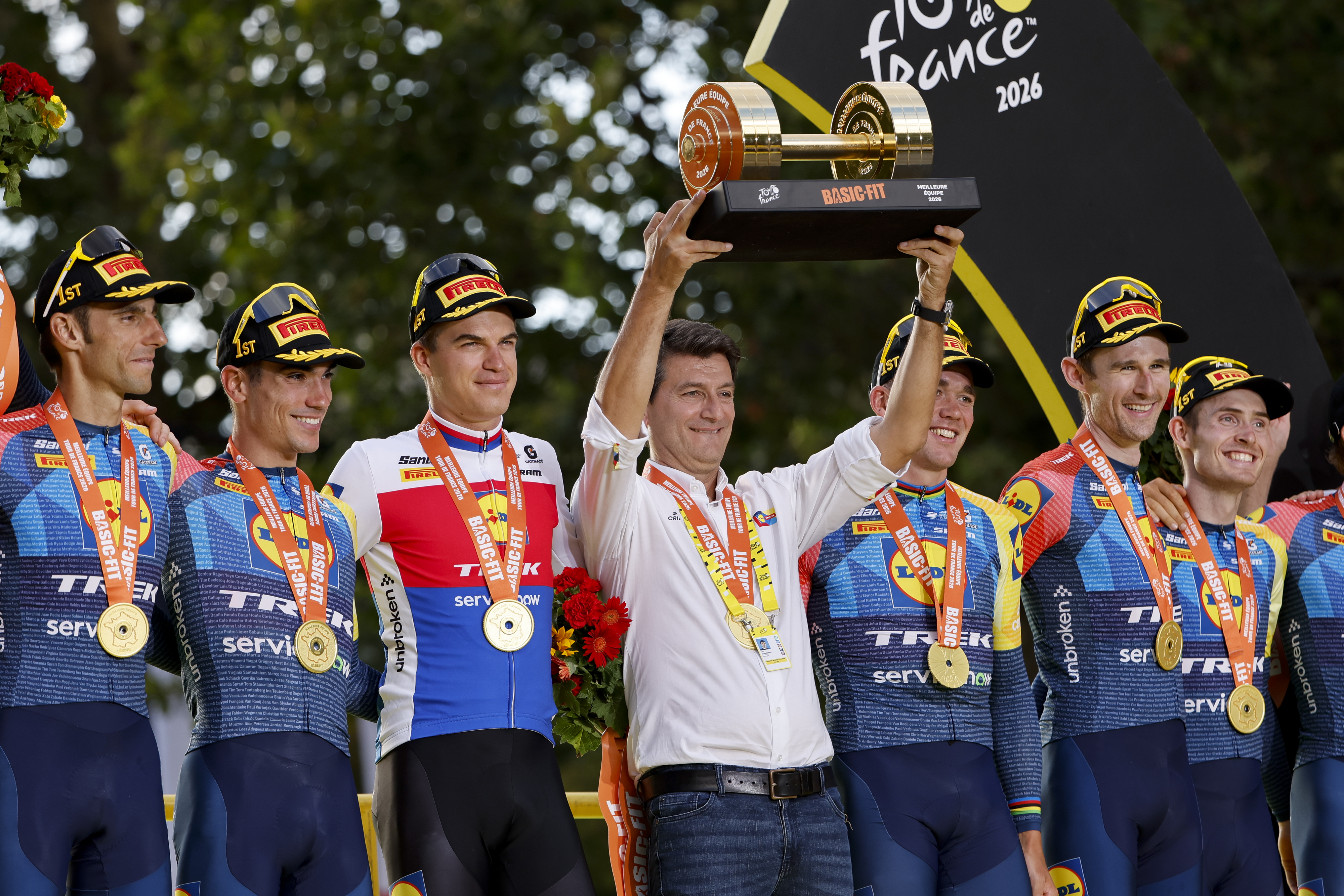 Luca Guercilena mit seinem früheren Team Lidl-Trek bei der Tour de France in diesem Jahr