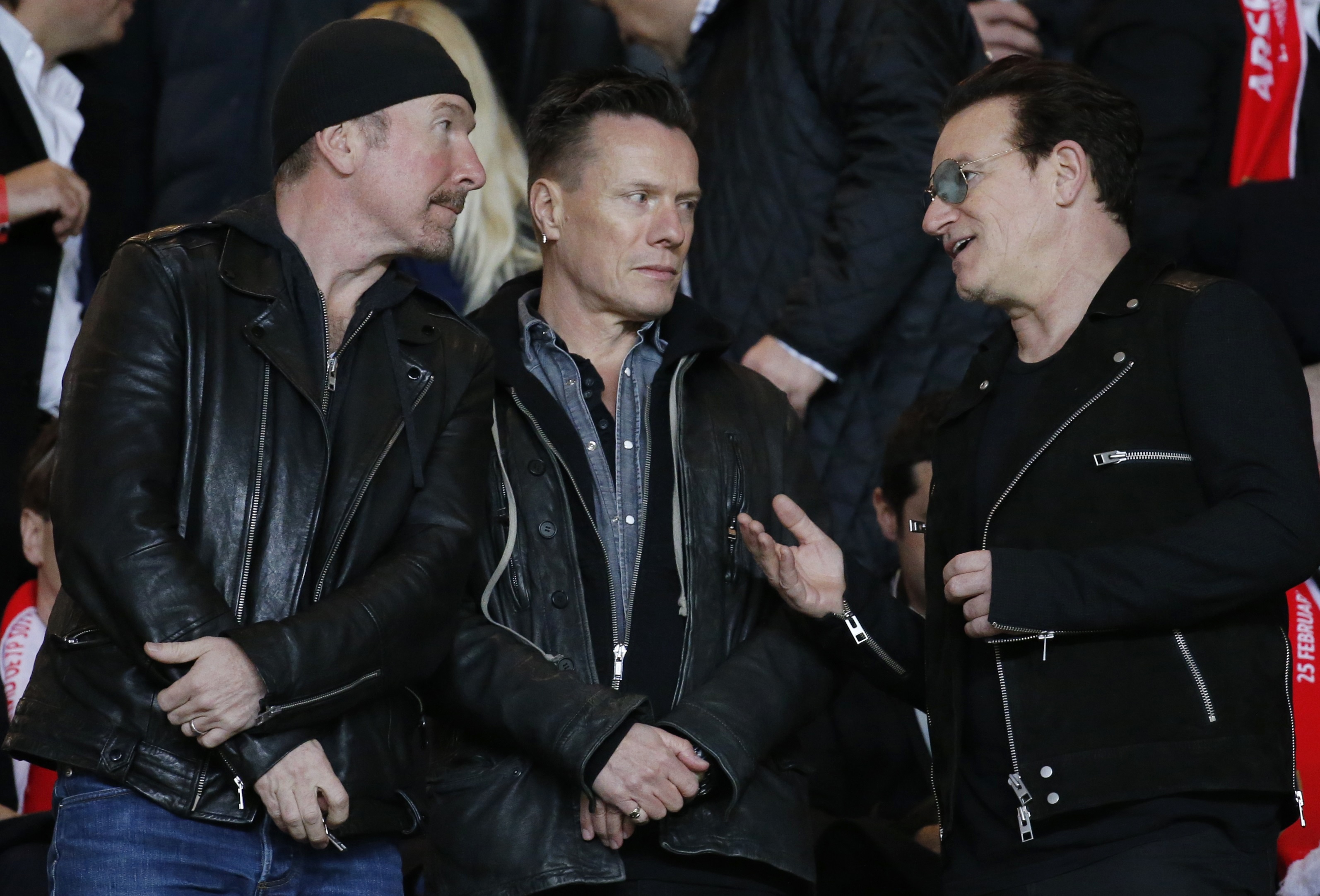 The Irish rock band U2 were among the crowd as Arsenal tumbled out.